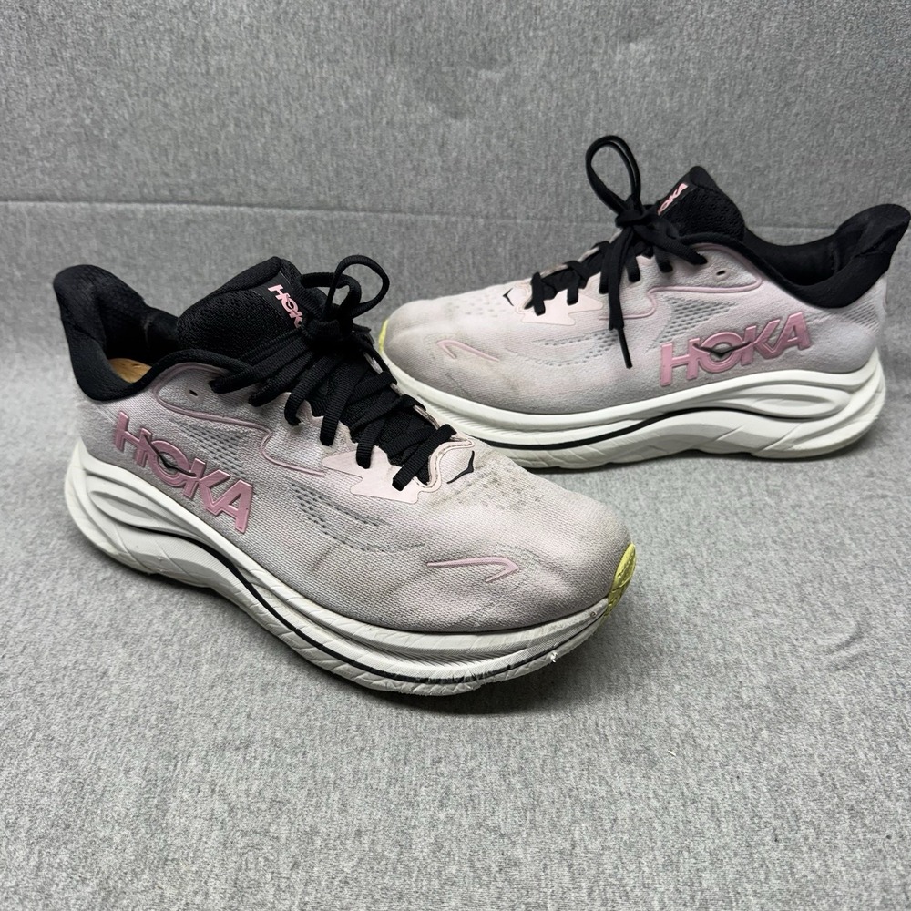 Hoka One Clifton 10 Women 9 D WIDE Carnation Starlight Running Shoes NO INSOLES